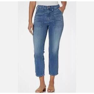 J. Crew Utility Jean High Rise Crop Wide Leg Patch Pocket Dark Wash 32P New NWT